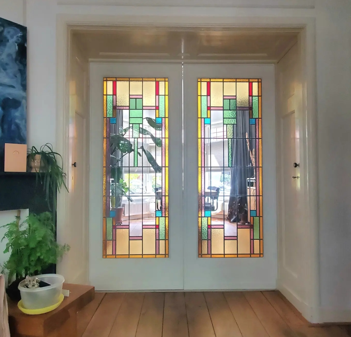 Glas-in-lood ensuite-deuren in art-decostijl